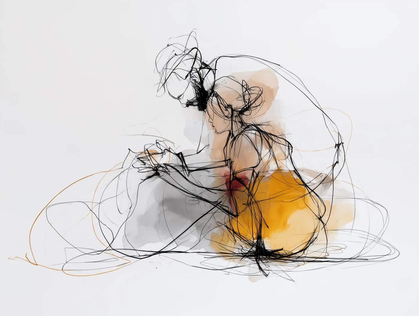 Expressive charcoal sketch of two figures interacting.